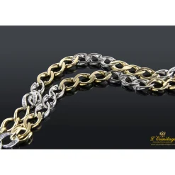 COLLARES Cadena oro blanco oro amarillo y diamantes. 40Cm.