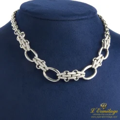 COLLARES Collar catene oro blanco y diamantes. Largo: 42cm.