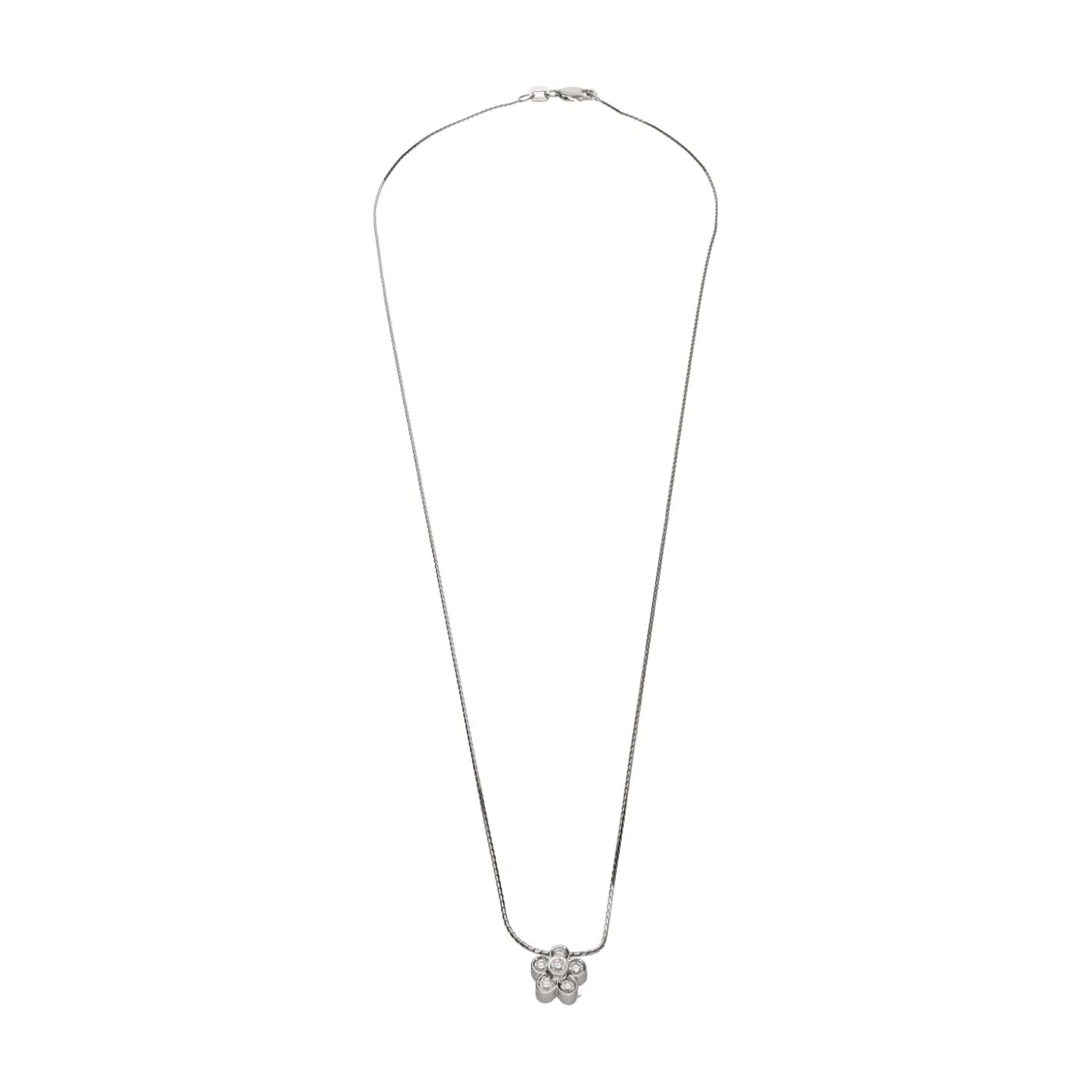 COLLARES Collar con colgante en oro blanco con brillantes.