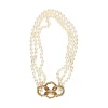 COLLARES Collar de perlas con cierre en oro amarillo y brillantes.