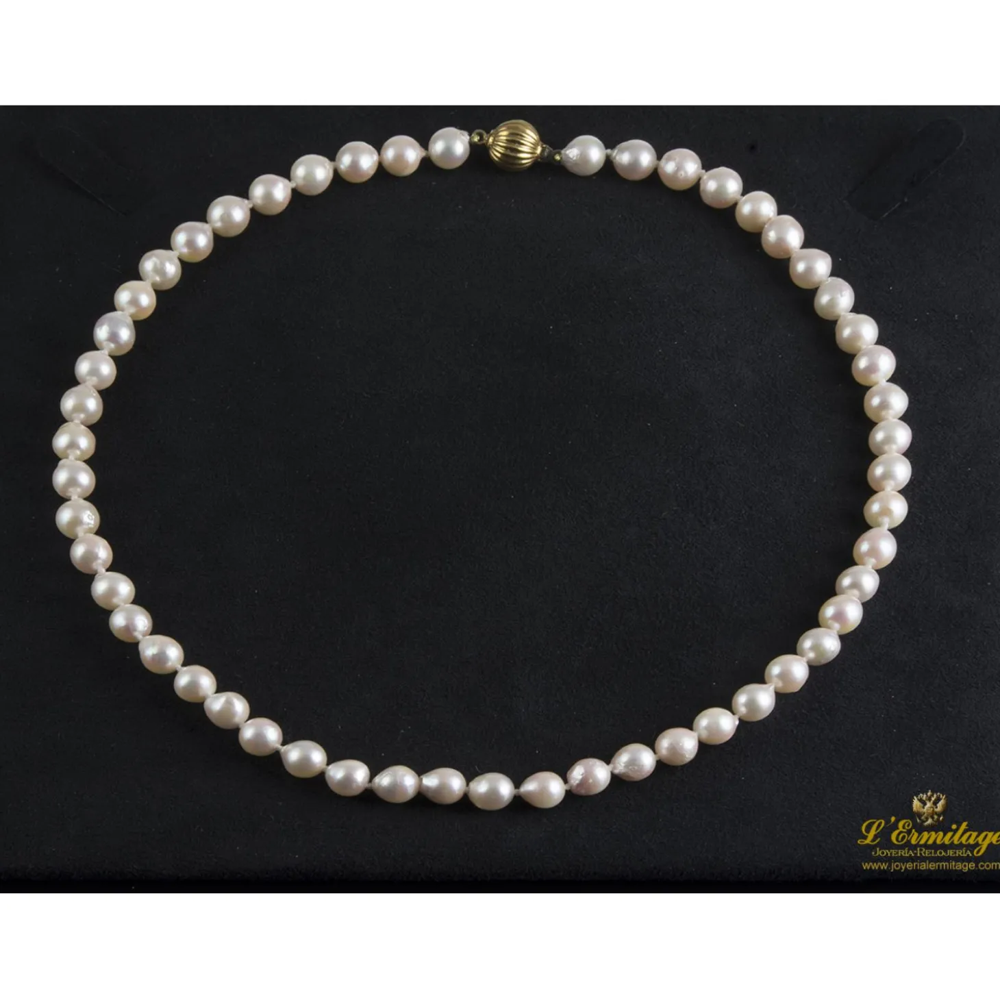 COLLARES Collar de perlas con cierre en oro amarillo.