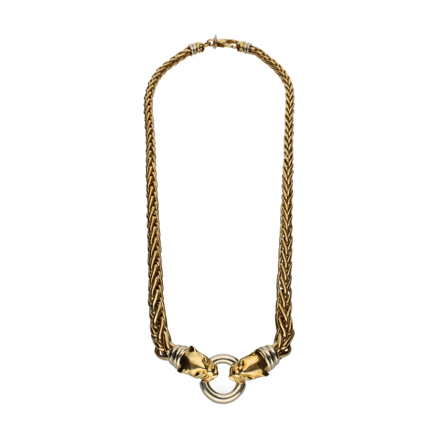 COLLARES Collar en oro amarillo y oro blanco con motivos en panteras.