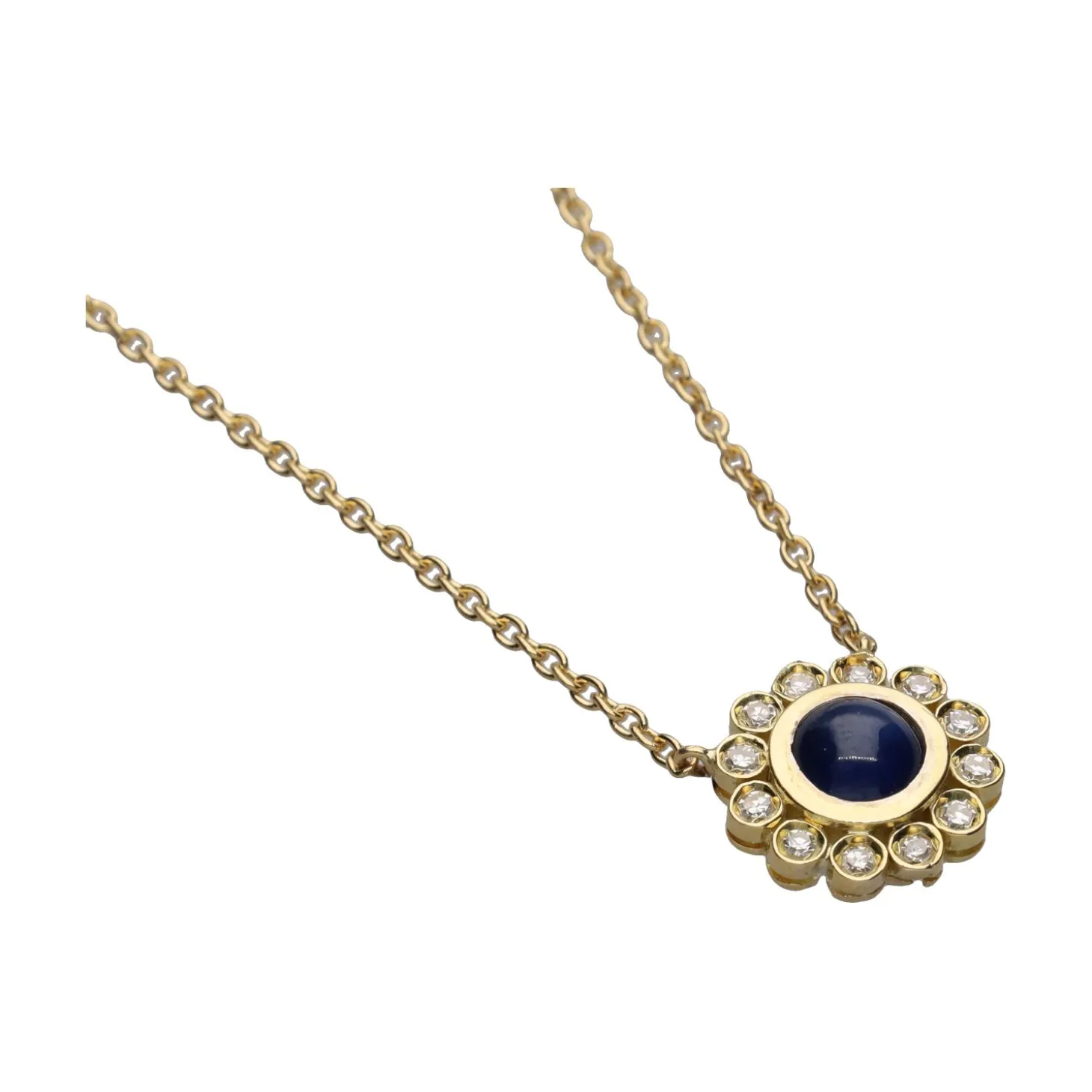 COLLARES Collar en oro amarillo con zafiros y brillantes.