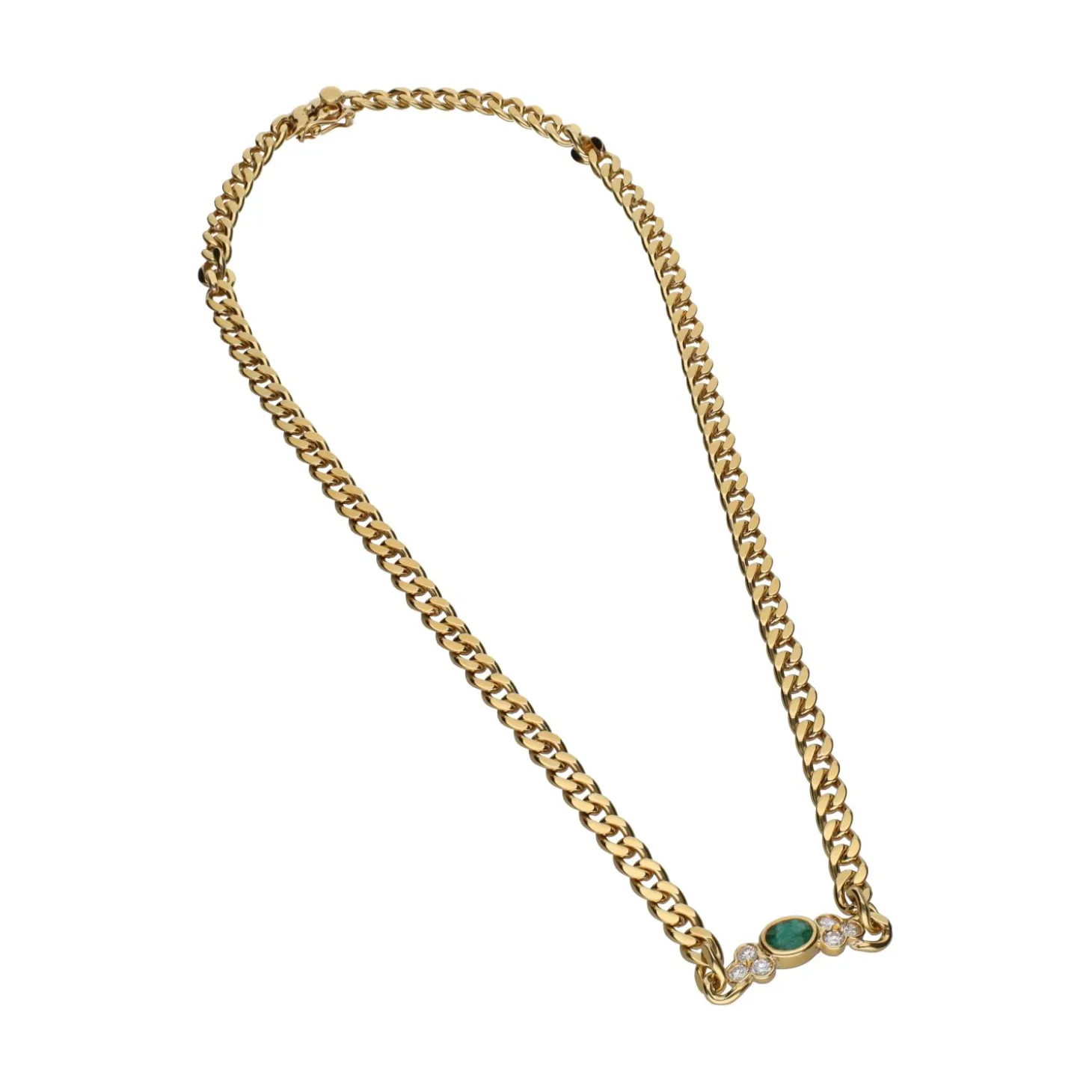 COLLARES Collar en oro amarillo con esmeralda y brillantes.