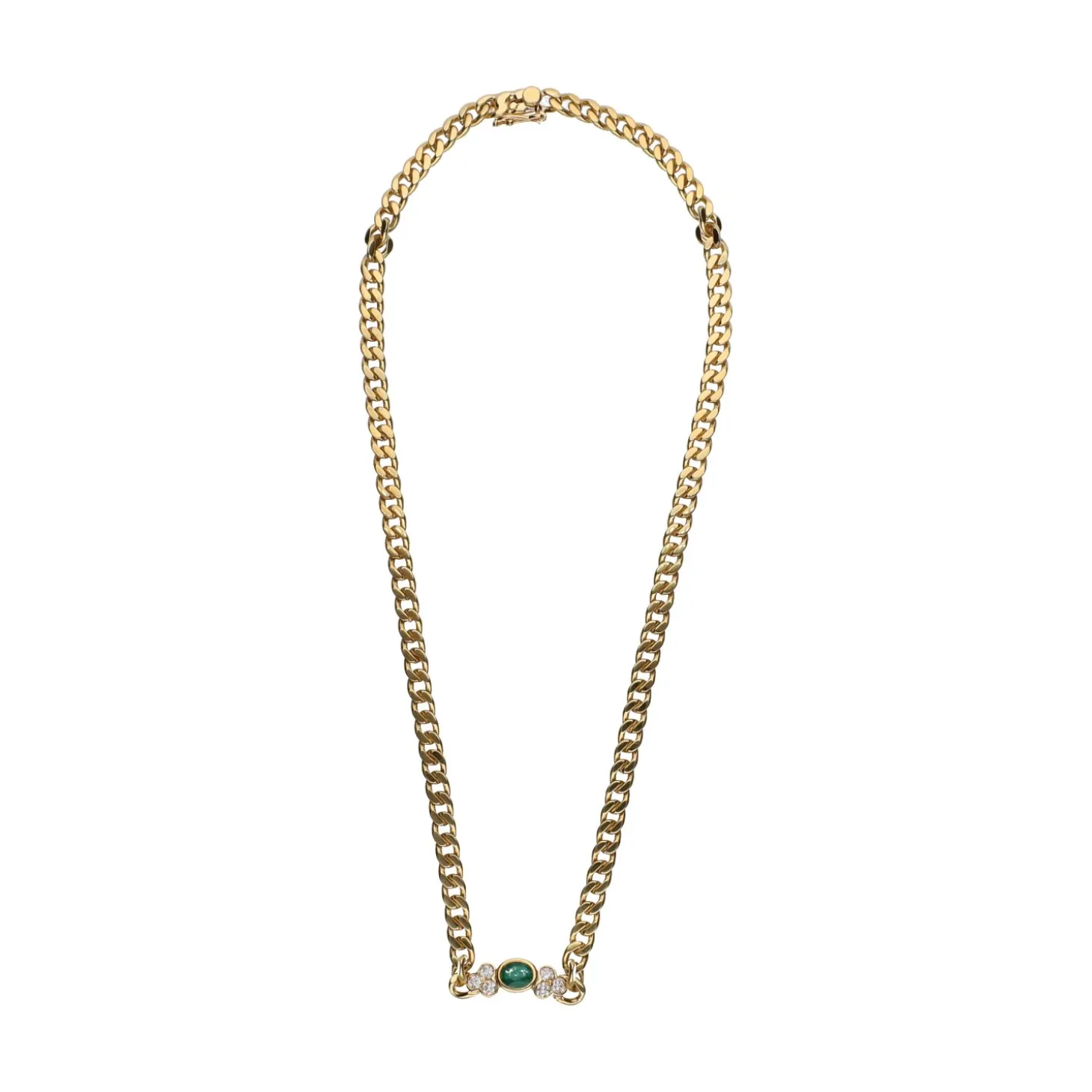 COLLARES Collar en oro amarillo con esmeralda y brillantes.