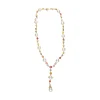 COLLARES Collar en oro amarillo con perlas, diamantes y piedras de color.