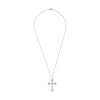 COLLARES Collar en oro blanco y cruz con brillantes.