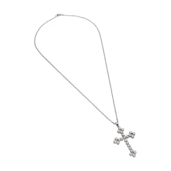 COLLARES Collar en oro blanco y cruz con brillantes.