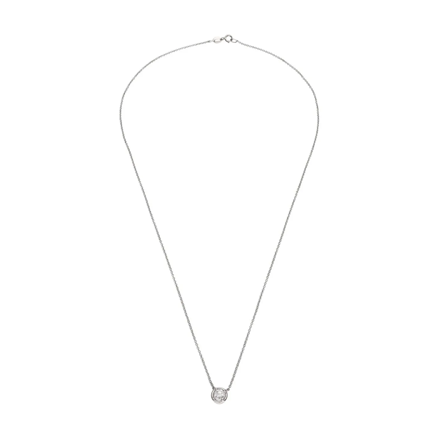 COLLARES Collar en oro blanco con un brillante.