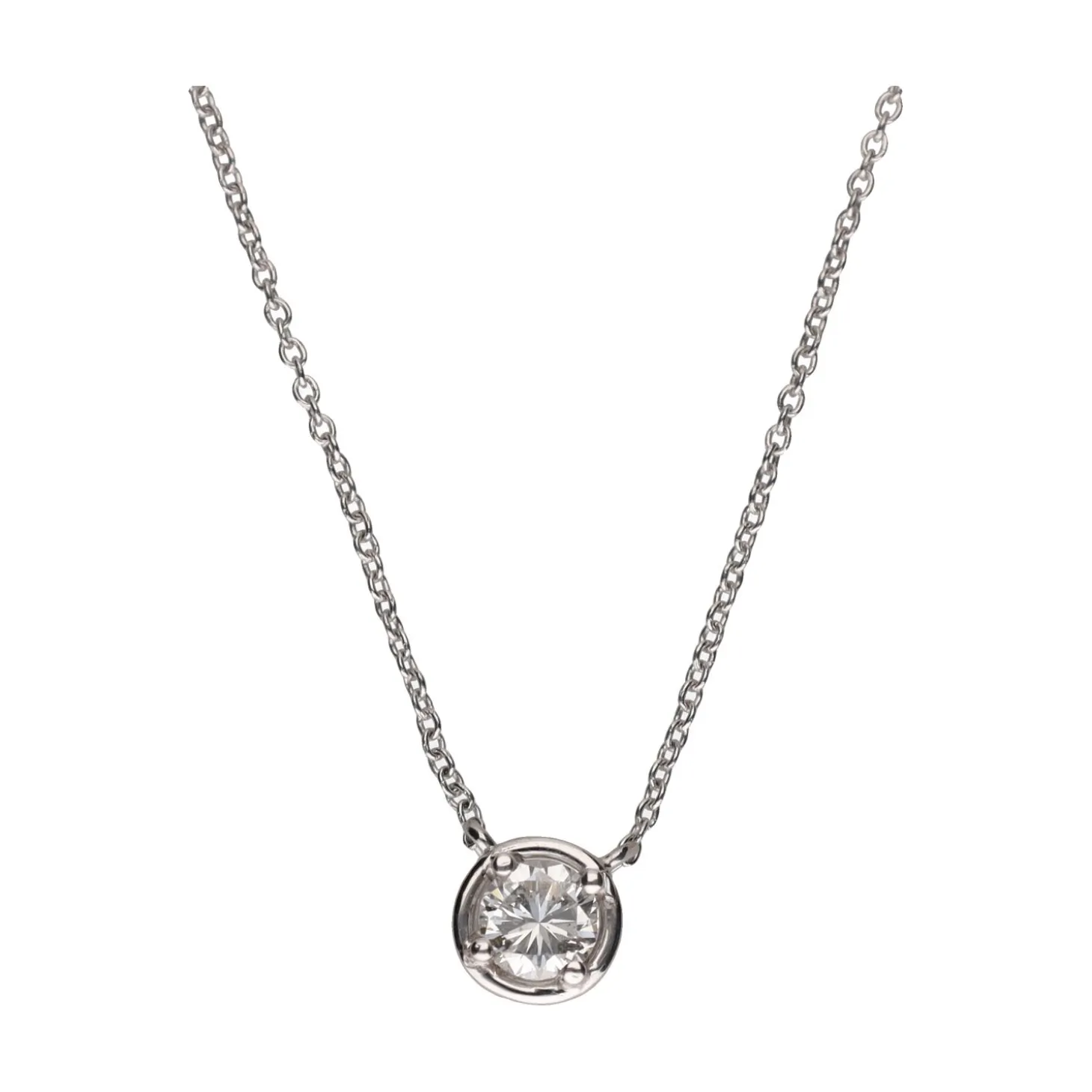 COLLARES Collar en oro blanco con un brillante.