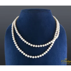 COLLARES Collar 2 hilos perlas cultivadas broche oro amarillo con perla central