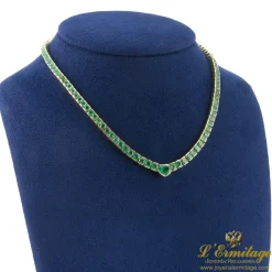 COLLARES Collar oro amarillo y esmeraldas naturales.