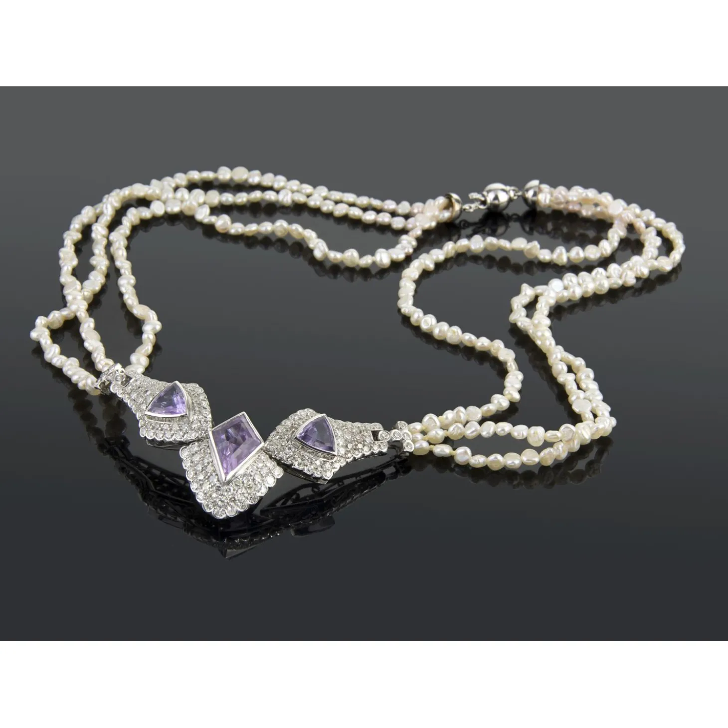 COLLARES Collar perlas de río amatistas y diamantes