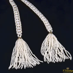 COLLARES Collar perlas satoire con dos bolas oro amarillo y diamantes