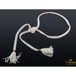 COLLARES Collar perlas satoire con dos bolas oro amarillo y diamantes