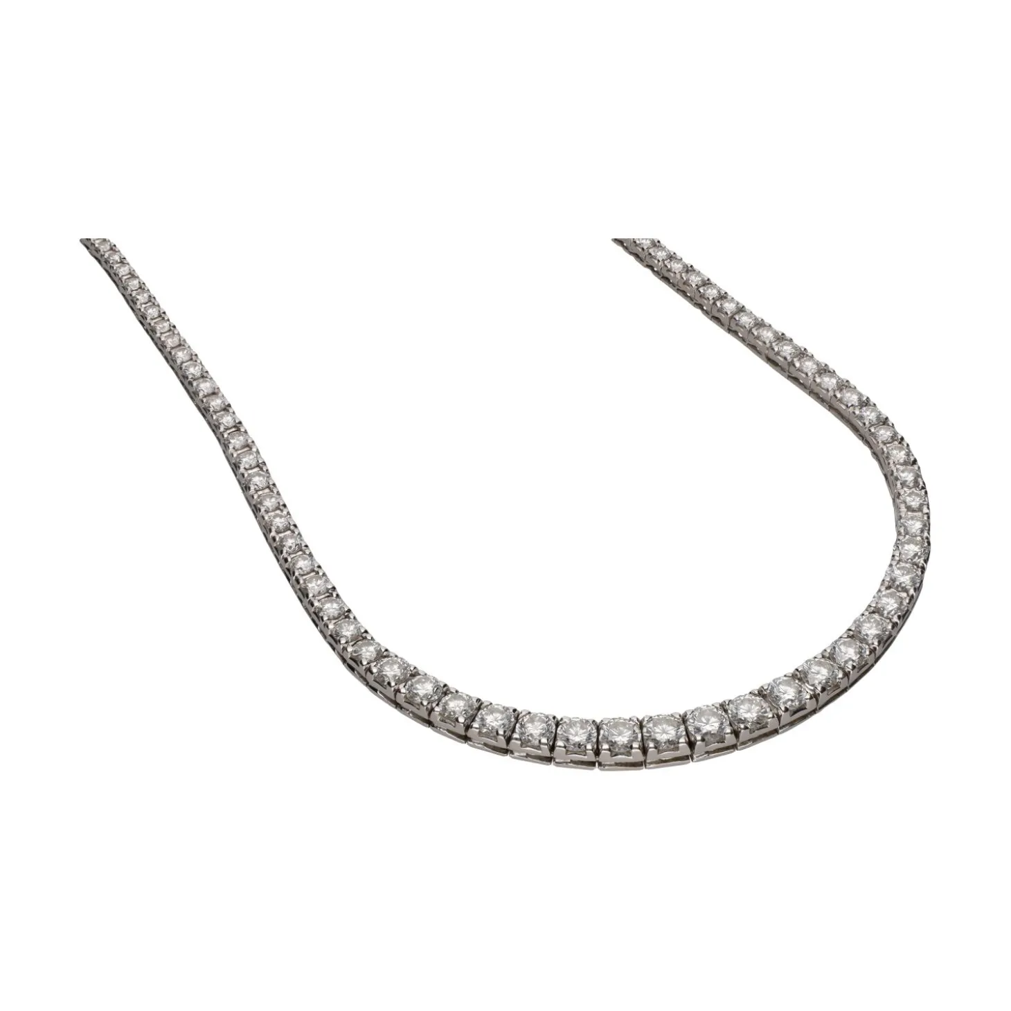 COLLARES Collar riviere en oro blanco y brillantes.