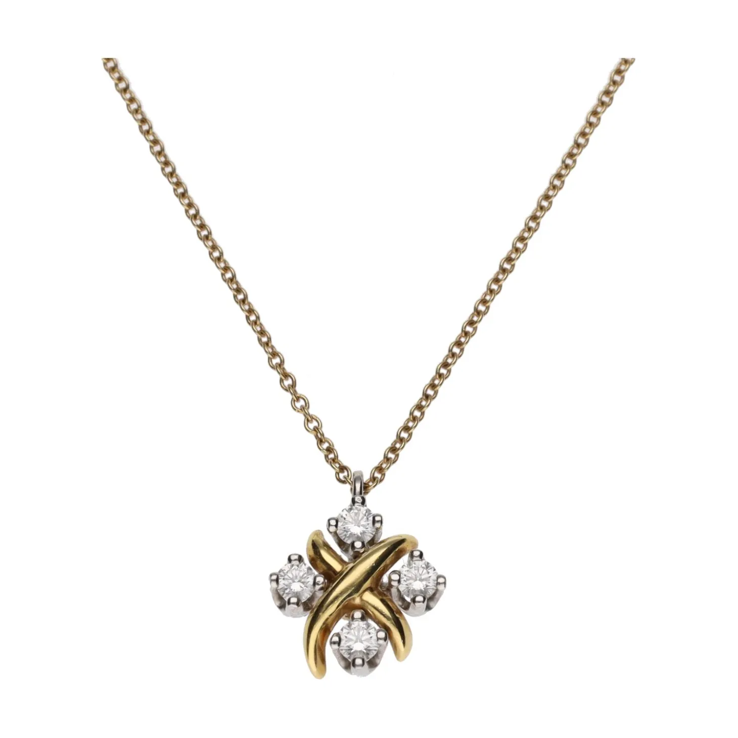 COLLARES Collar tiffany & co en oro amarillo y platino con diamantes naturales. Talla 40cm.