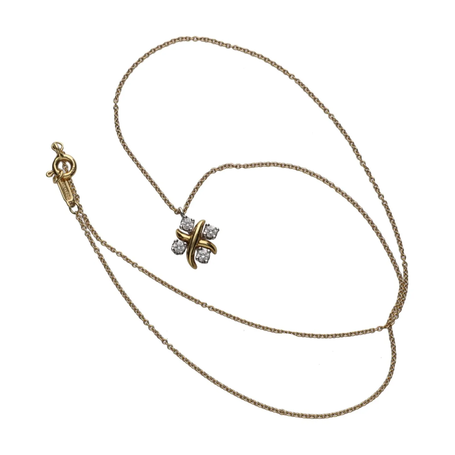COLLARES Collar tiffany & co en oro amarillo y platino con diamantes naturales. Talla 40cm.