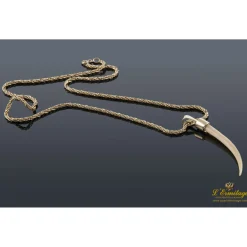COLLARES Cordón oro amarillo con colgante de felino. 60 Cm largo.