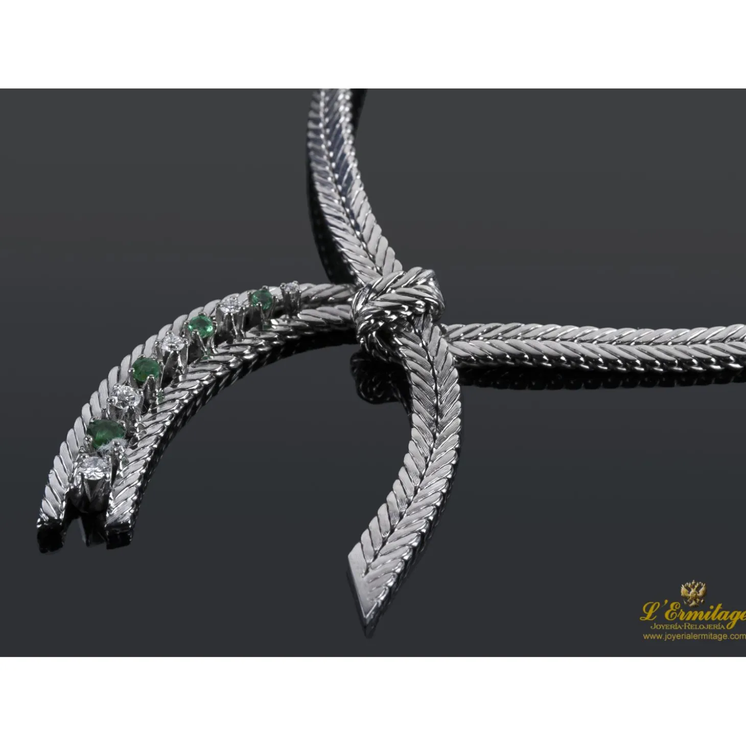 COLLARES Gargantilla antigua oro blanco esmeraldas y diamantes