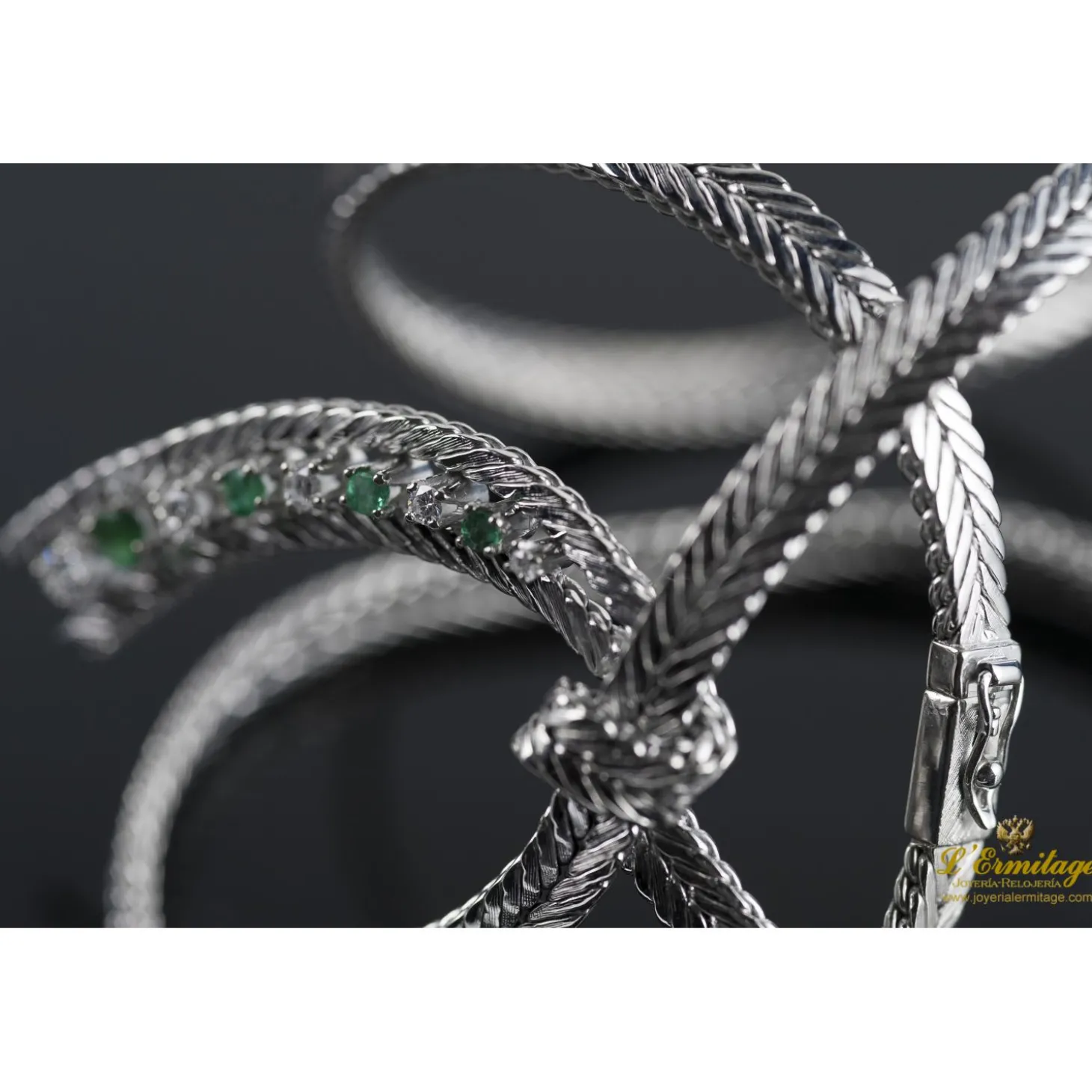 COLLARES Gargantilla antigua oro blanco esmeraldas y diamantes