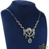 COLLARES Gargantilla antigua oro blanco esmeraldas cabuchón y diamantes talla antigua