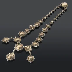 COLLARES Gargantilla antigua oro blanco esmeraldas y diamantes talla antigua