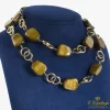 COLLARES Gargantilla oro amarillo cuentas ojo de tigre