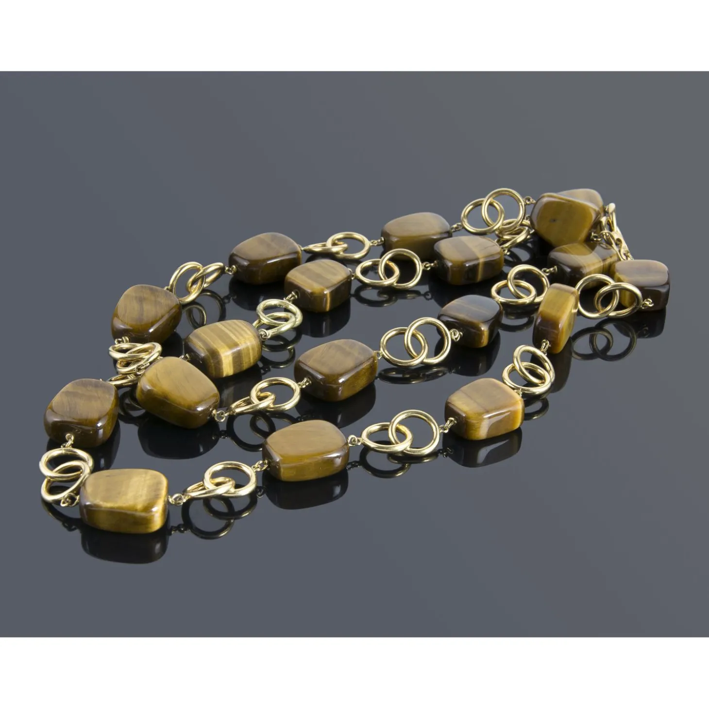 COLLARES Gargantilla oro amarillo cuentas ojo de tigre