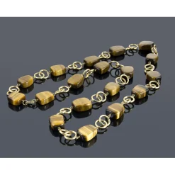 COLLARES Gargantilla oro amarillo cuentas ojo de tigre