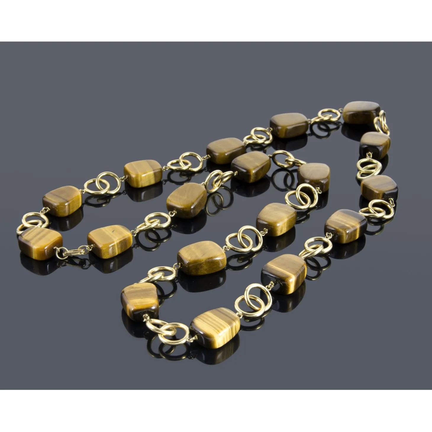 COLLARES Gargantilla oro amarillo cuentas ojo de tigre