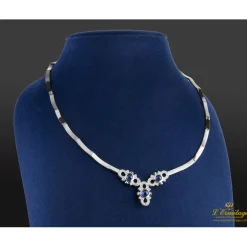 COLLARES Gargantilla oro blanco articulada zafiros cabuchón y diamantes