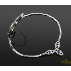 COLLARES Gargantilla oro blanco articulada zafiros cabuchón y diamantes