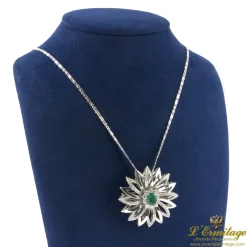 COLLARES Gargantilla oro blanco esmeralda y diamantes