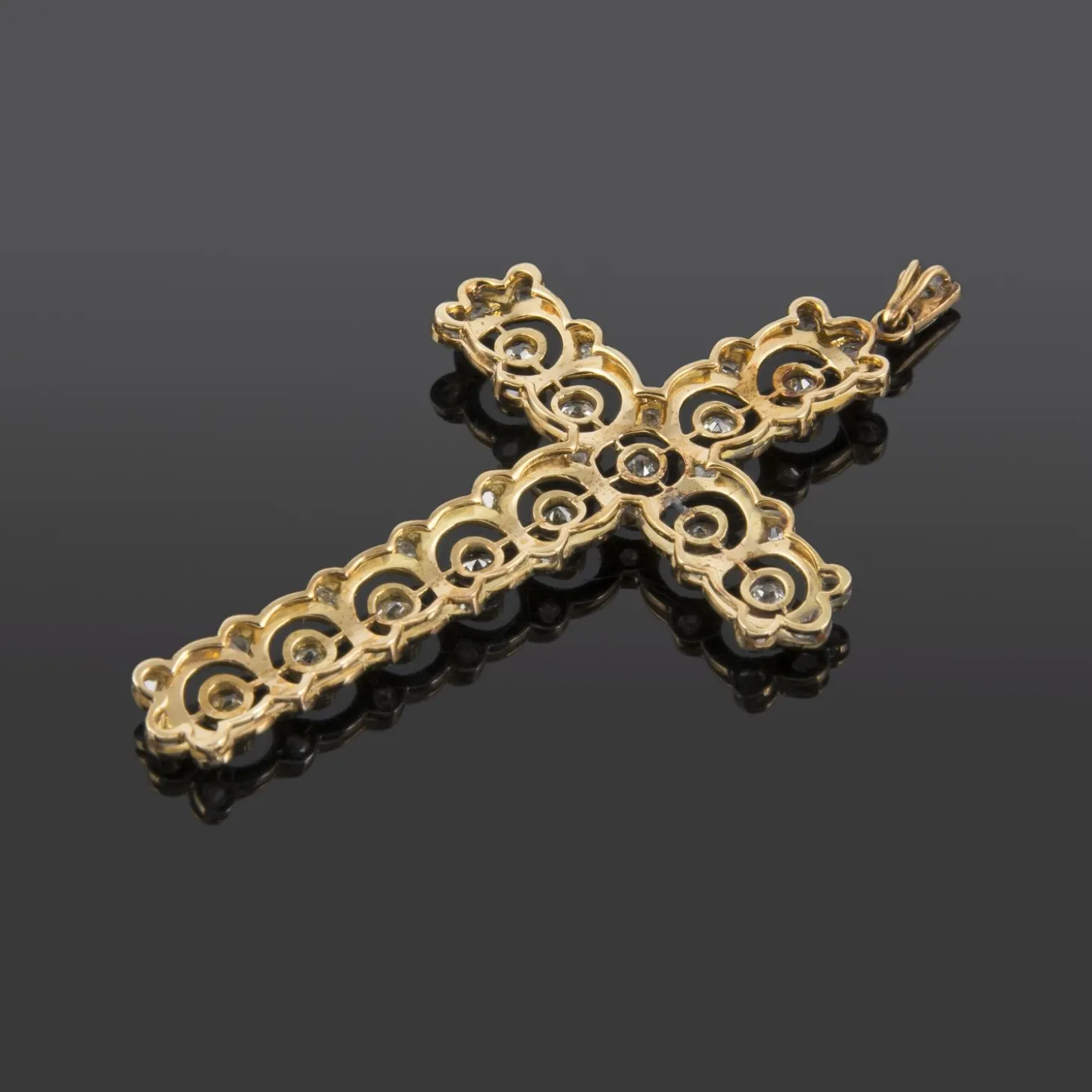 CRUCES Cruz antigua oro blanco y diamantes talla antigua