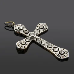 CRUCES Cruz antigua oro blanco y diamantes talla antigua