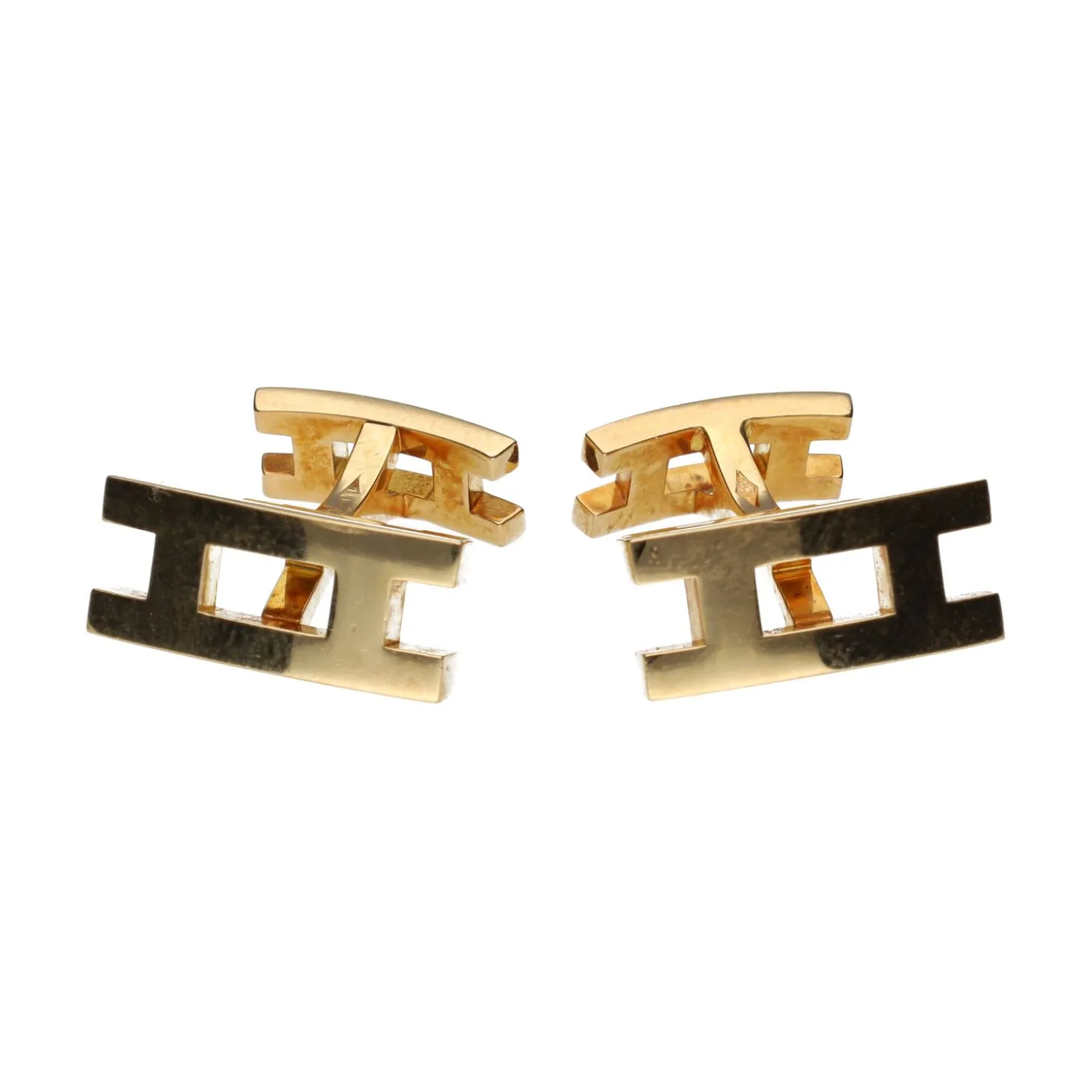 GEMELOS Gemelos hermés doble h en oro amarillo.