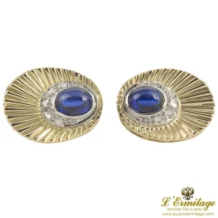 GEMELOS Gemelos oro amarillo y oro blanco zafiro cabuchón y diamantes