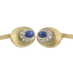 GEMELOS Gemelos oro amarillo y oro blanco zafiro cabuchón y diamantes