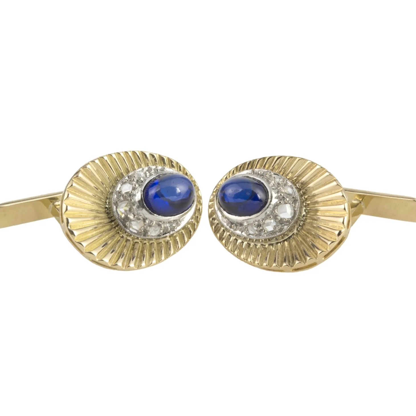 GEMELOS Gemelos oro amarillo y oro blanco zafiro cabuchón y diamantes