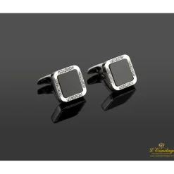 GEMELOS Gemelos oro blanco ónix y diamantes naturales