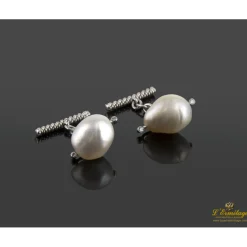 GEMELOS Gemelos oro blanco perla y diamantes