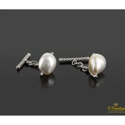 GEMELOS Gemelos oro blanco perla y diamantes
