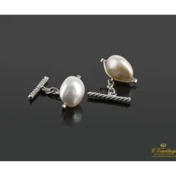 GEMELOS Gemelos oro blanco perla y diamantes