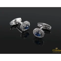 GEMELOS Gemelos oro blanco zafiros y diamantes.