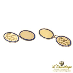 GEMELOS Gemelos ovalados oro amarillo y esmalte