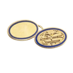 GEMELOS Gemelos ovalados oro amarillo y esmalte