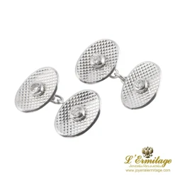 GEMELOS Gemelos ovalados oro blanco y diamantes