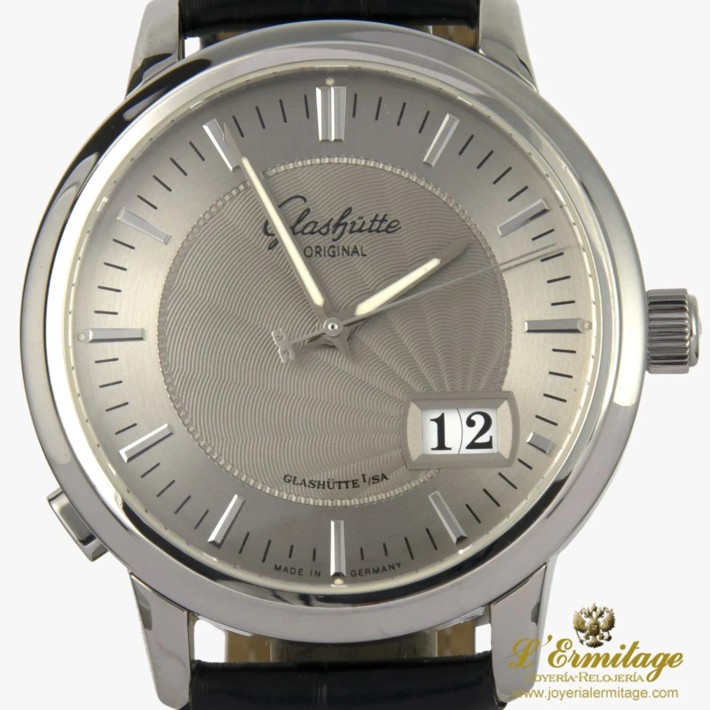 GLASHÜTTE ORIGINAL Senator panorama acero date.