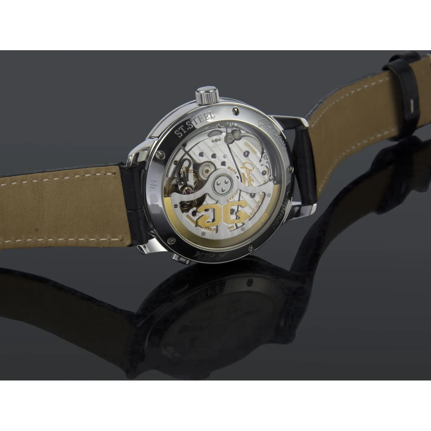 GLASHÜTTE ORIGINAL Senator panorama acero date.